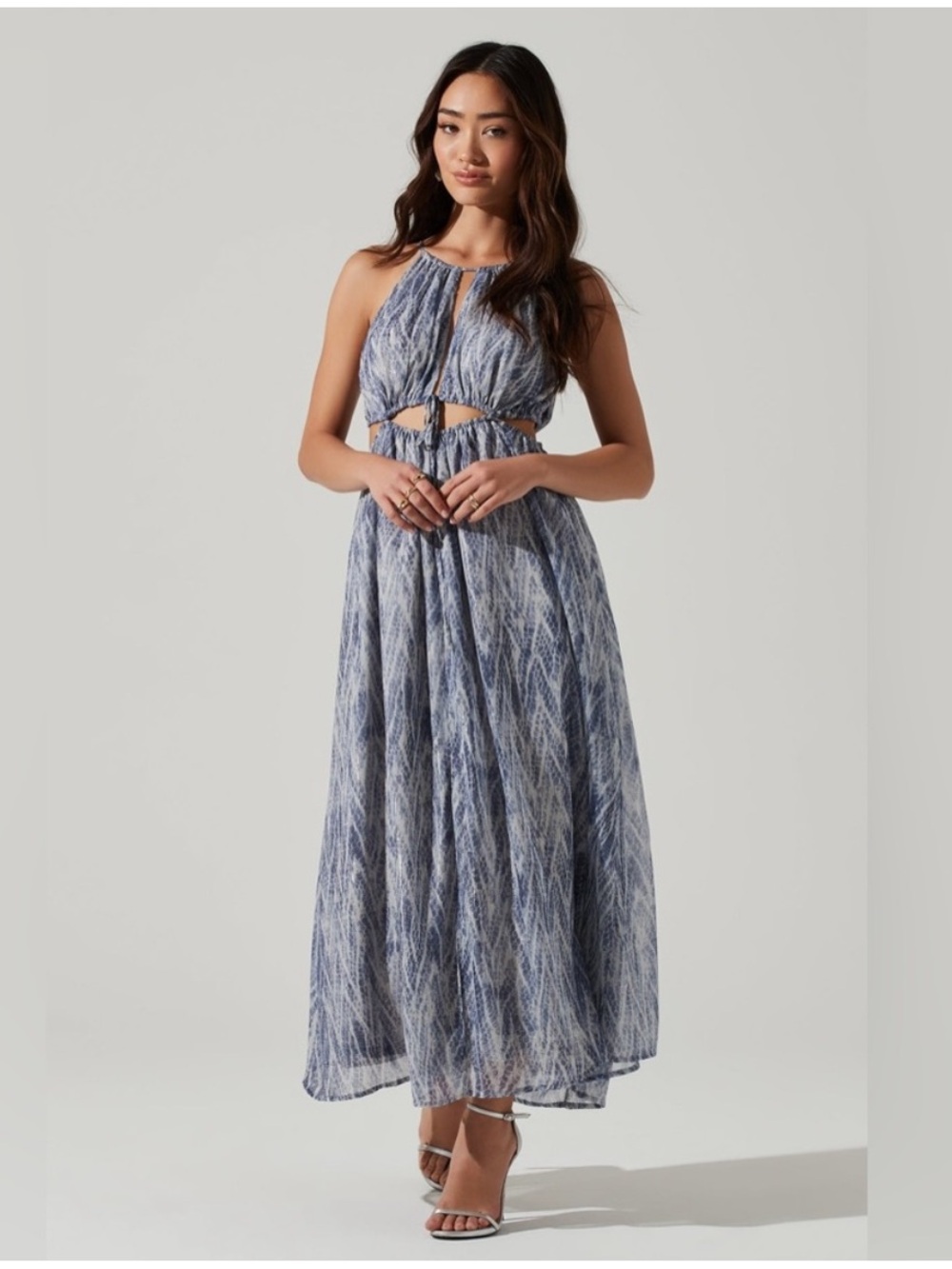 ASTR blue cutout maxi dress